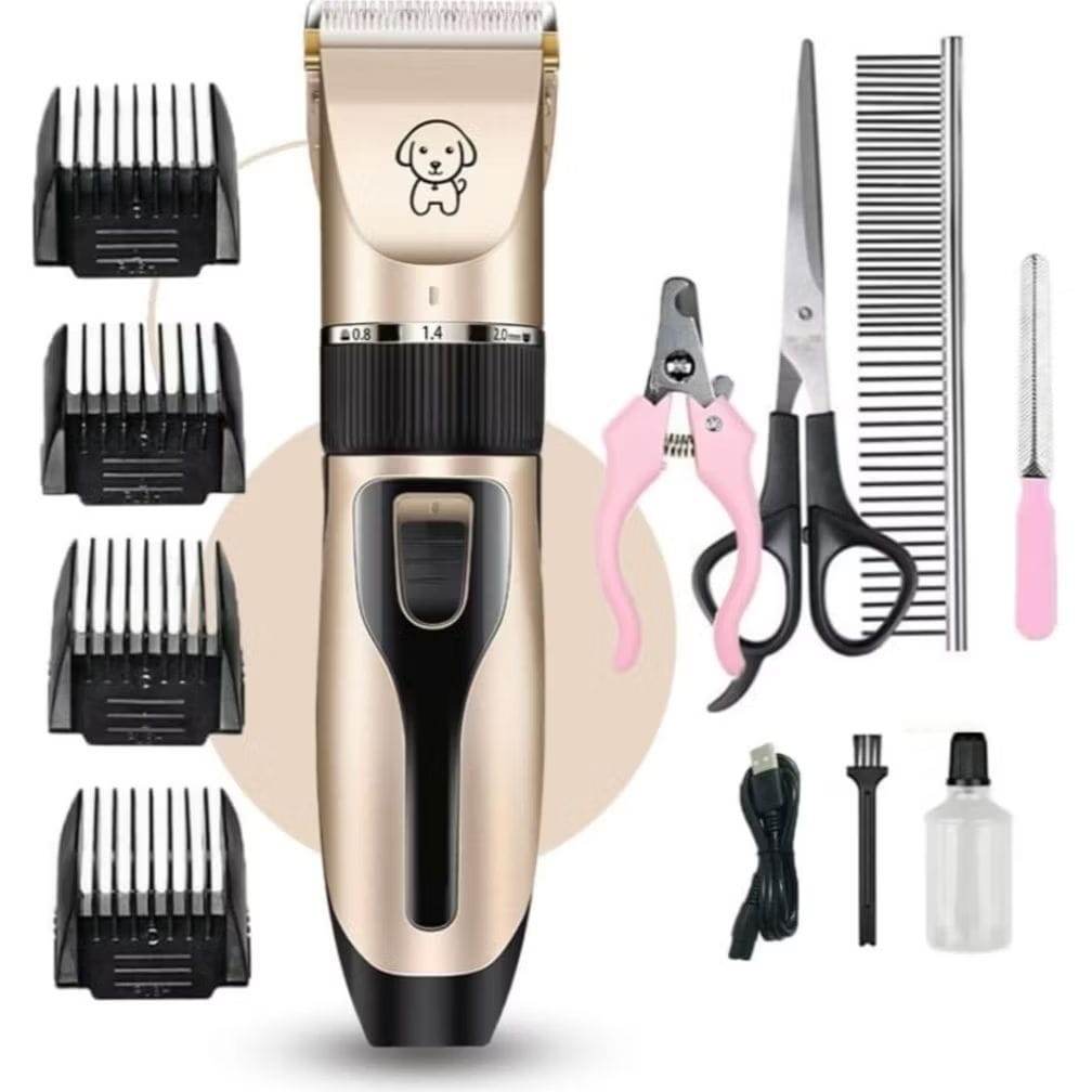 Kit Máquina Para Tosar Pet + Tesoura + Pente + Lixa Máquina Profissional Para Cachorro & Gato-image