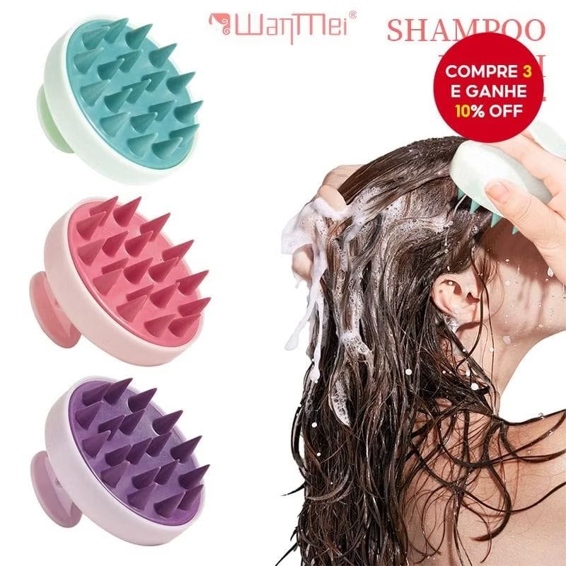 Escova De Shampoo De Silicone Macio Limpa E Remove Caspa , Massageia O Couro Cabeludo Alivia Coceira-image