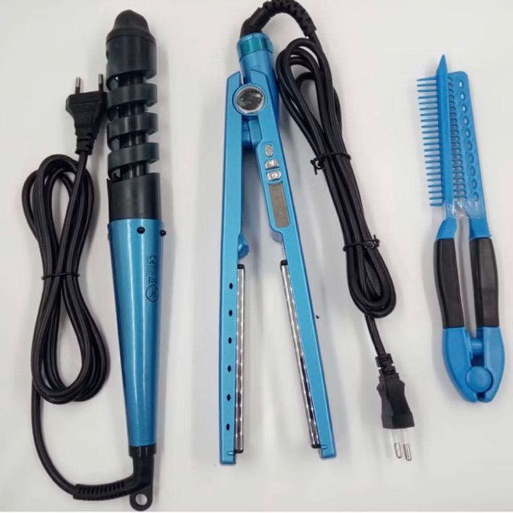 Kit Chapinha Profissional Prancha Titânio 110V/220V/ Baby liss e Pente-image