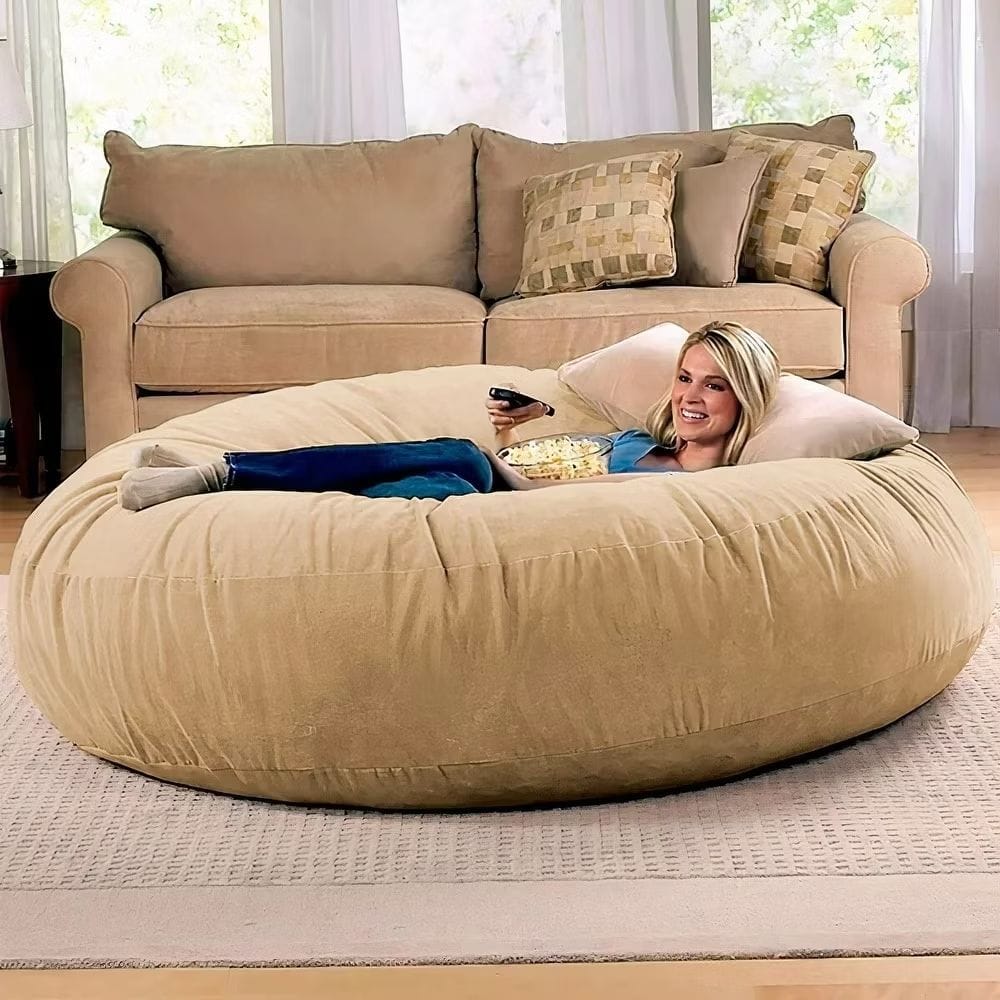 Puff Gigante Redondo140x20 Sem Enchimento Suede Premium Linha Gold-image
