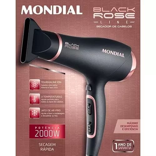 Secador de Cabelos Mondial Black Rose 2000W SC-37 220V Preto e Rosa-image