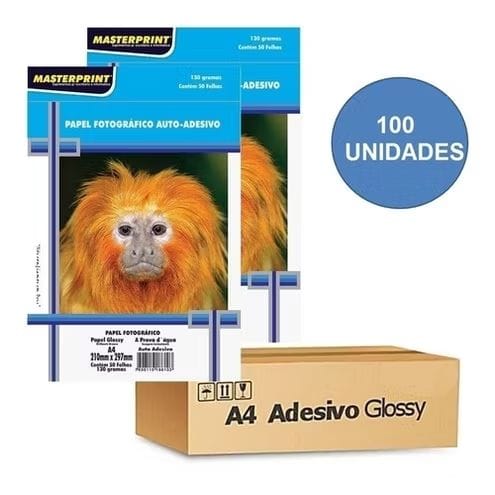 Papel Fotográfico Adesivo 130G Glossy 100 Folhas A4 MASTERPRINT (PAPEL ADESIVO)-image