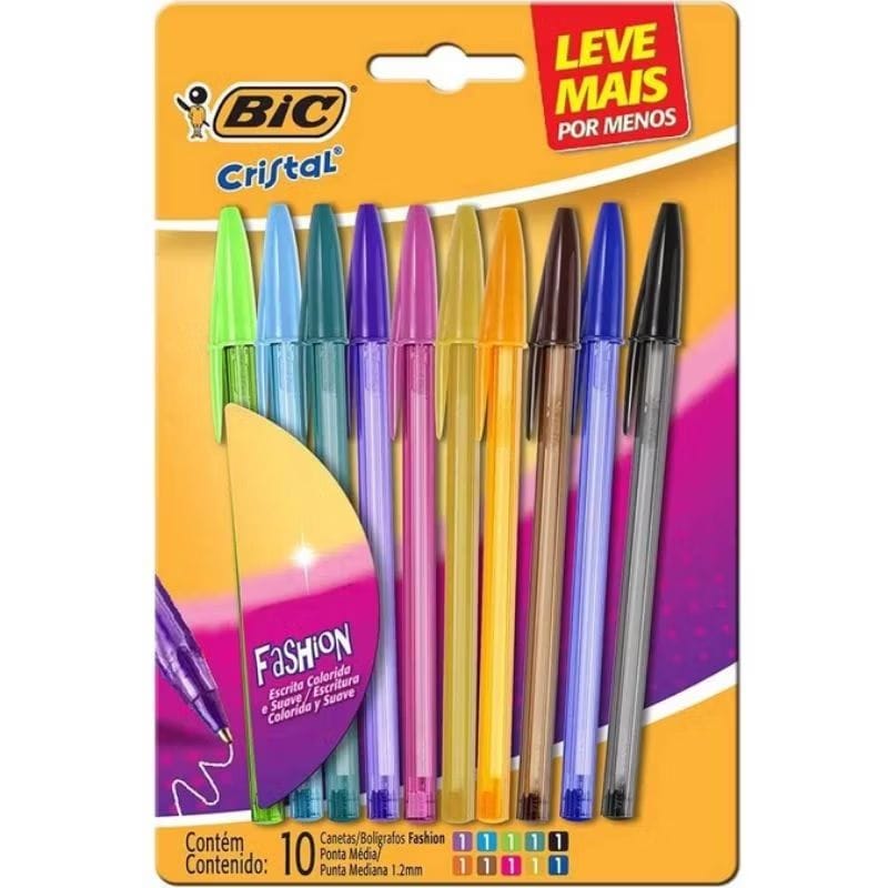 Caneta Esferografica BIC 10 cores Fashion Papelaria Caneta Bic coloridas Bic Sortidas-image