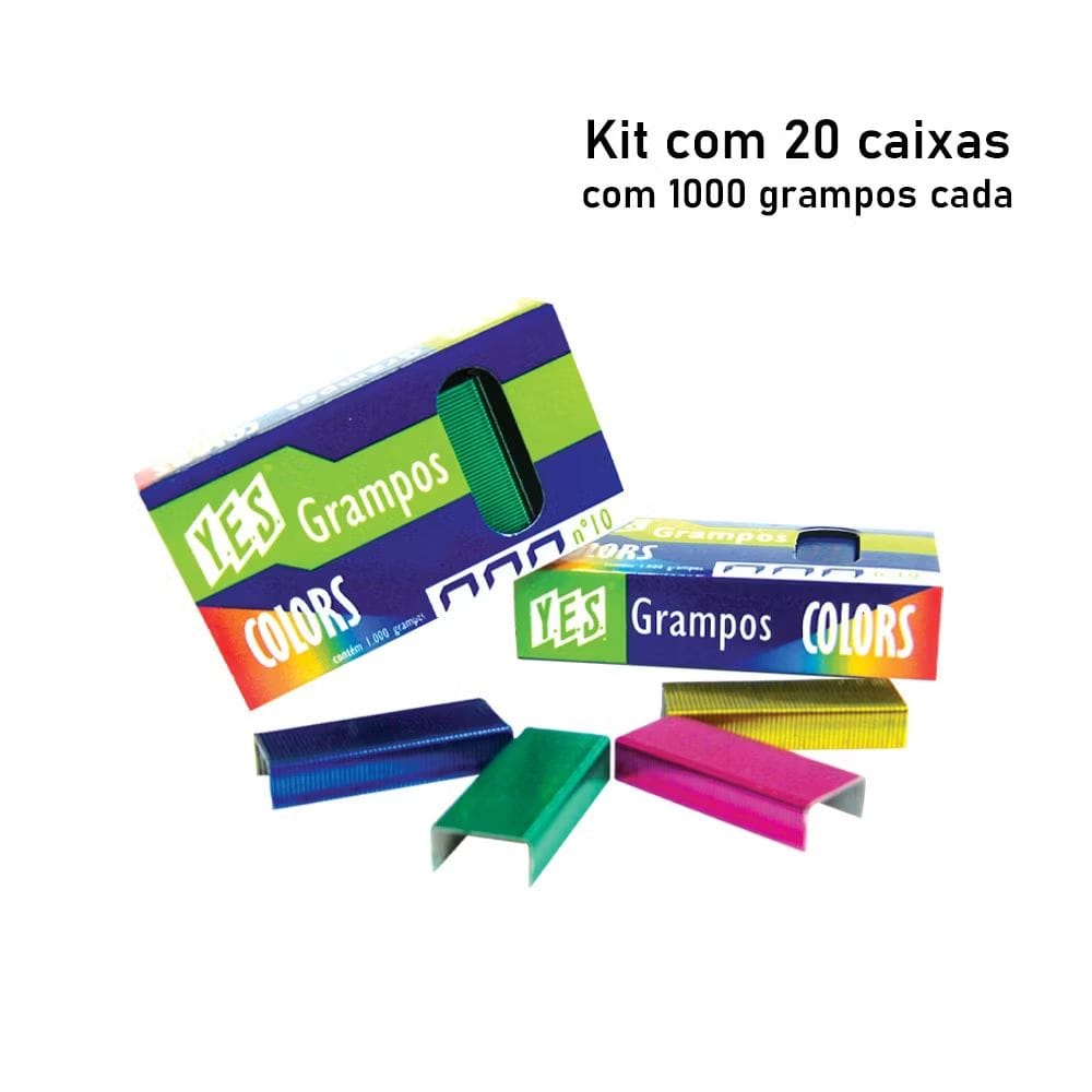 Kit c/20 Caixas Grampos Coloridos N°10 Galvanizados c/1000 Unidades cada Mini-image