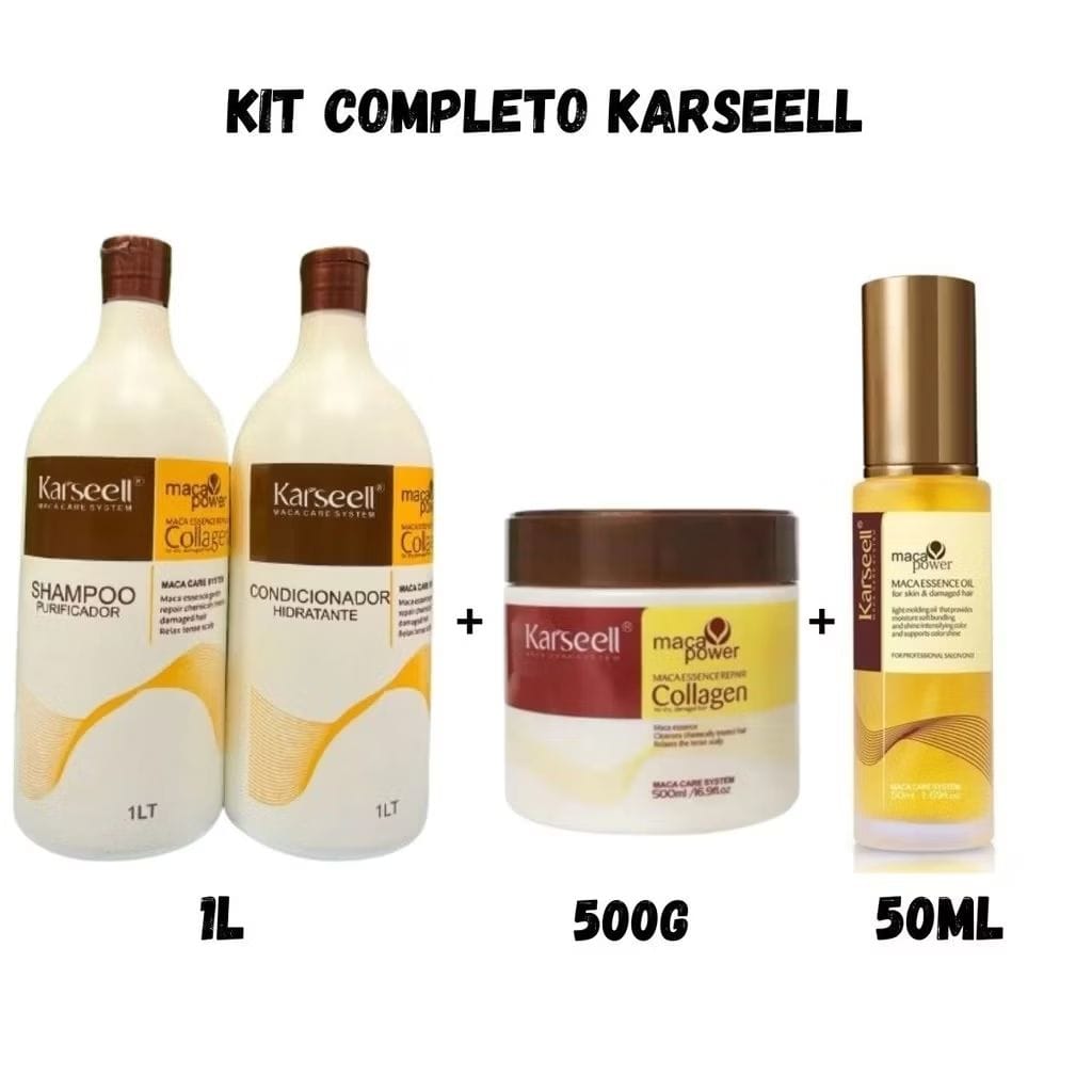 Kit Máscara Karseell 500g + 1 Shampoo 1l + 1 Condicionador Karseell 1l + Óleo Karseell 50ml-image