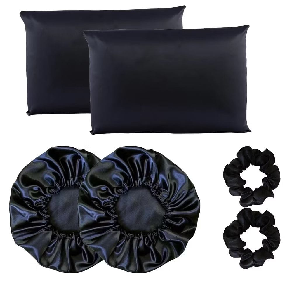 Kit completo cetim anti frizz 2 fronhas + 2 touca+ 2 scrunchie-image