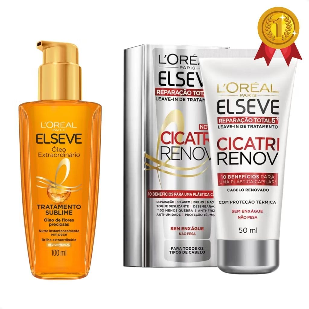 Kit Óleo Extraordinário Elseve 100ml + Leave in Cicatri Renov 50ml Reparação Total (Loreal)-image