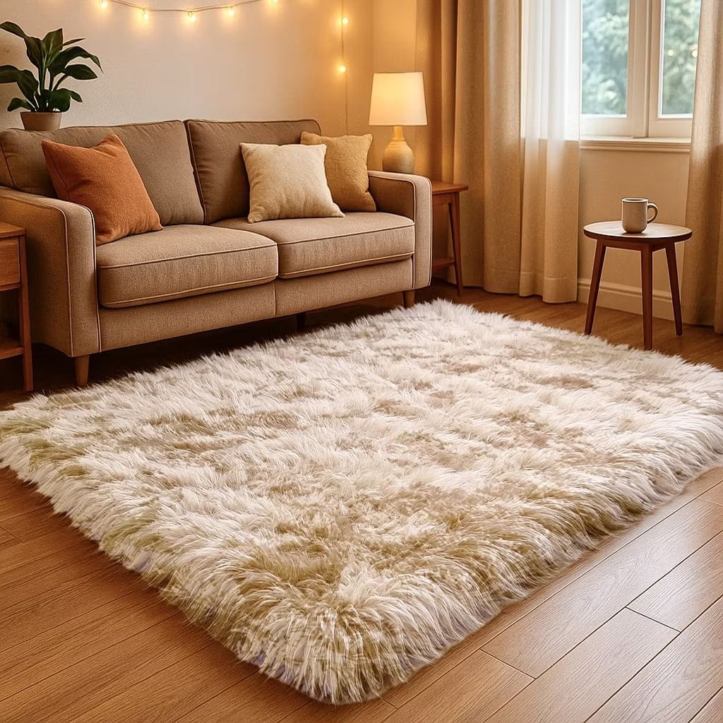Tapete Sala 1,00 X 1,50 Peludo Shaggy Macio Quarto Felpudo por-image