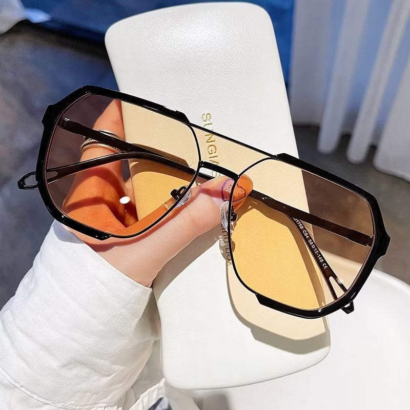 Óculos de Sol Grandes Bonito Anti-Radiação Azul óculos de sol feminino blogueira-image