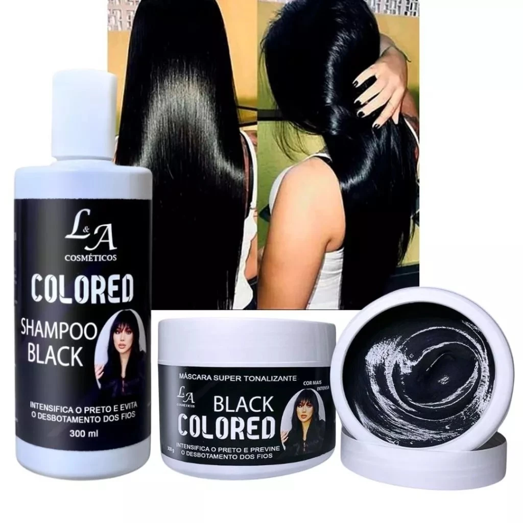 Kit Shampoo + Máscara Tonalizante Preto Intenso - Sem Amônia - Resultado 100% Natural-image
