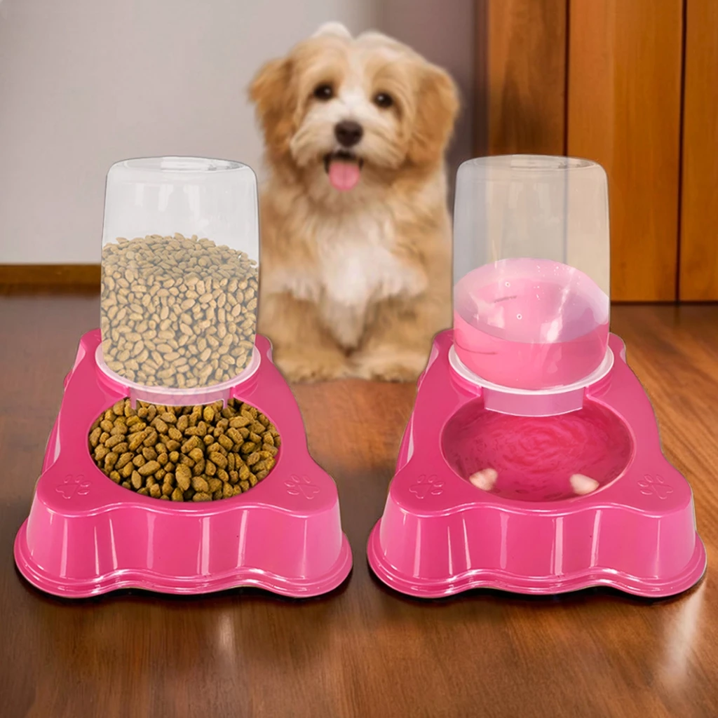 Kit 2 Comedouro/Bebedouro Dupla Função Dispenser Dosador 1 kg Ração/1,5 Litros Água Cães E Gatos-image