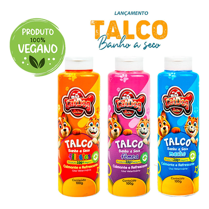 Talco Vegano Pet Banho A Seco Cães Refrescante 100g - Cachorro, Gato, Pet shop.-image